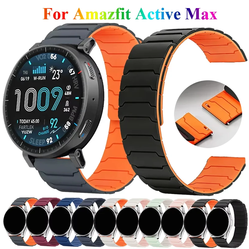 Bracelet magnétique 20mm 22mm pour Amazfit Active Max, compatible avec Amazfit Active 2/Balance 2/Bip 6 5 5 Unity 3 3Pro/GTS GTR 4 3