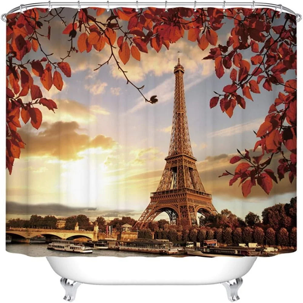 

Paris Eiffel Tower Vintage bathroom Shower Curtain Waterproof Curtain Fashion Art bathtub Home Decor