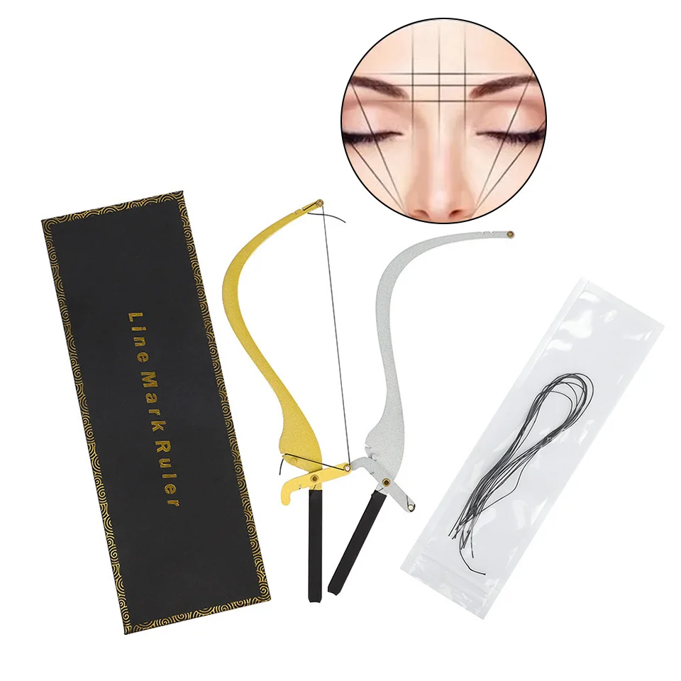 Tattoo Eyebrow Bow Arrow Thrush Artifact with 10 Strip Line Eyebrows Design Measuring Rulers Template Permanent Makeups Tools