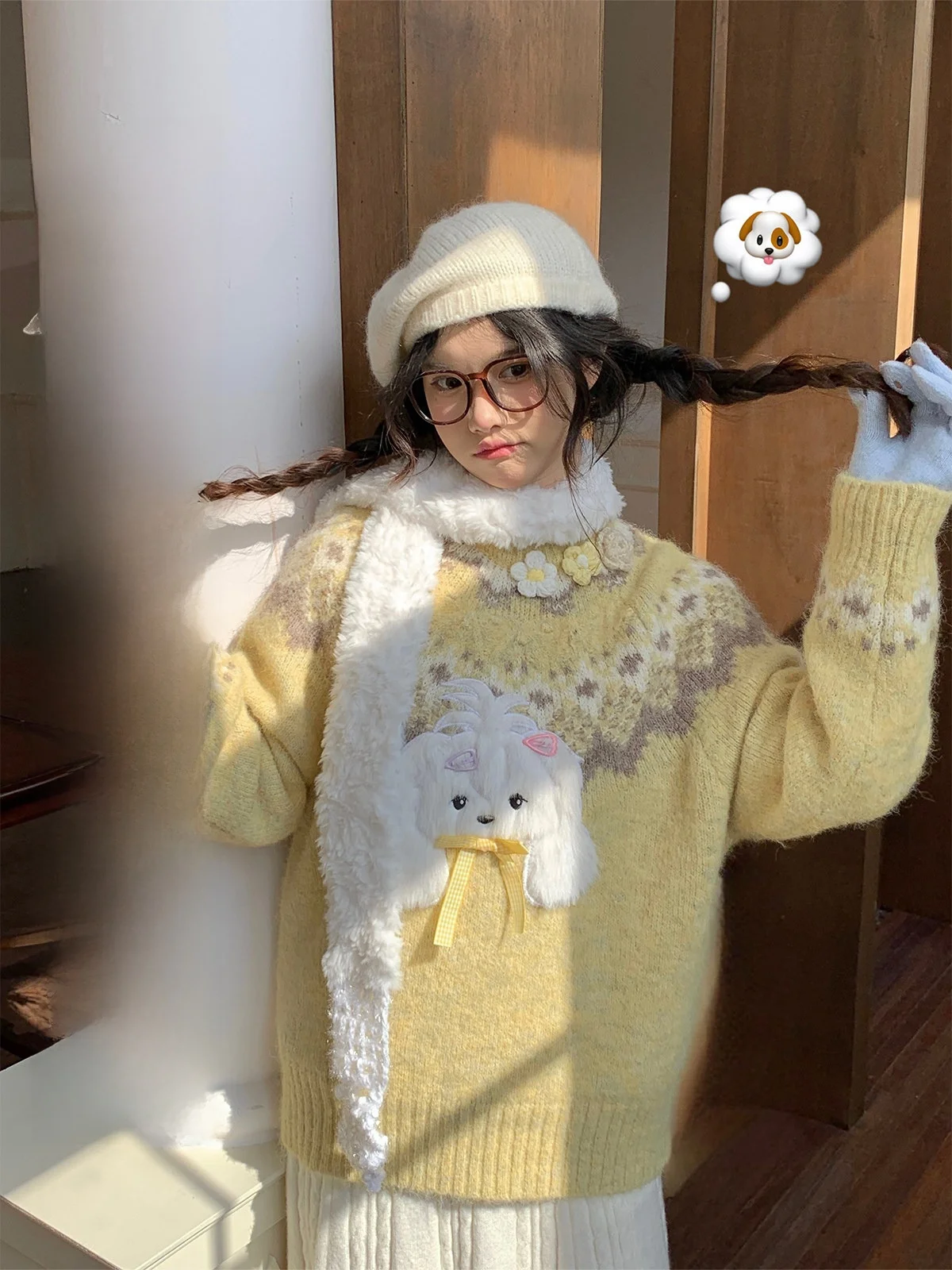 

BibiBency Thiened Knitted Sweater Women's Autumn Winter Warm Fluffy Long Sve Crew Ne Pullover Top Sweet Sle Base irt