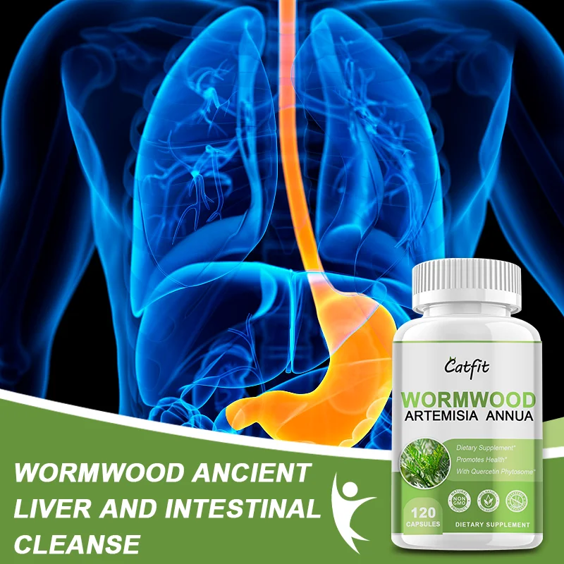 Catfit Artemisia Annua Wormwood Capsule for Amicrobial Balance Body Detox Digestive Health Liver&Kid ney&Intestinal Cleanse