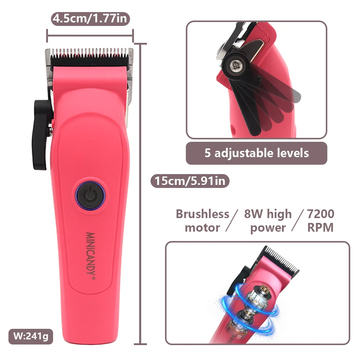 JUCAI Mini Candy JC-06 Pemotong Rambut Profesional Pisau Pudar 7200RPM Motor Tanpa Sikat dengan Pengisi Daya Dasar 3200MhA Mesin Potong Rambut