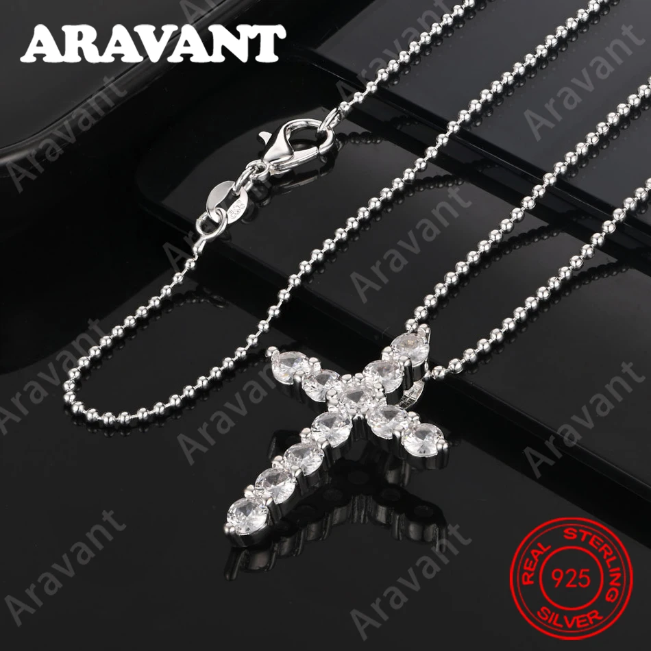 925 Sterling Silver Cross Pendant Necklace With Zircon Inlay - Vintage Elegance And Noble Party Jewelry For Women view 4