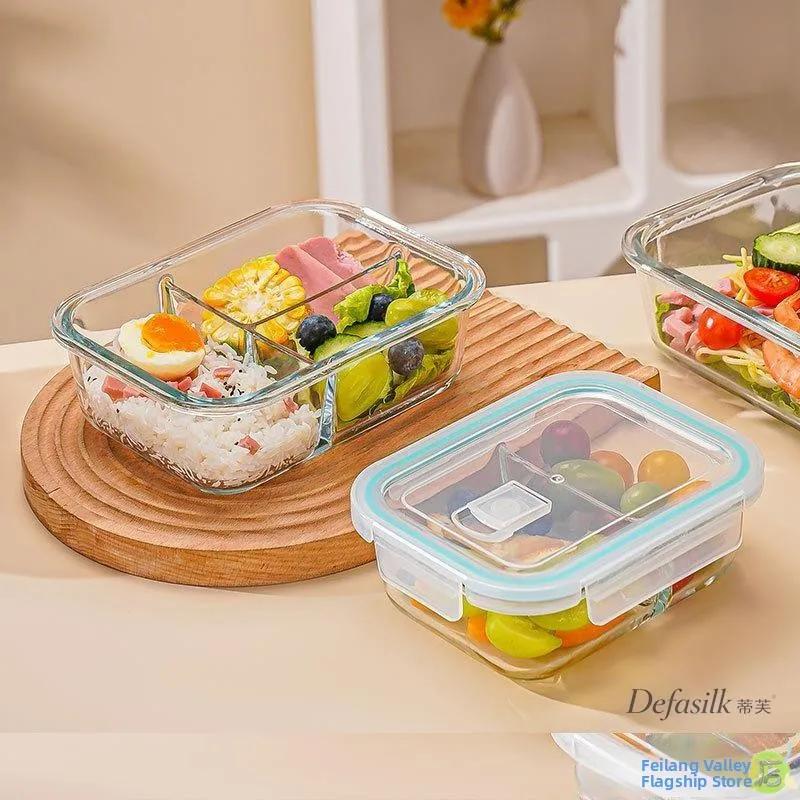 

Стеклянный ланч-бокс для студентов, для микроволновой печи, для домашнего использования, контейнер для еды, профессиональный бенто-бокс для обедов на работу