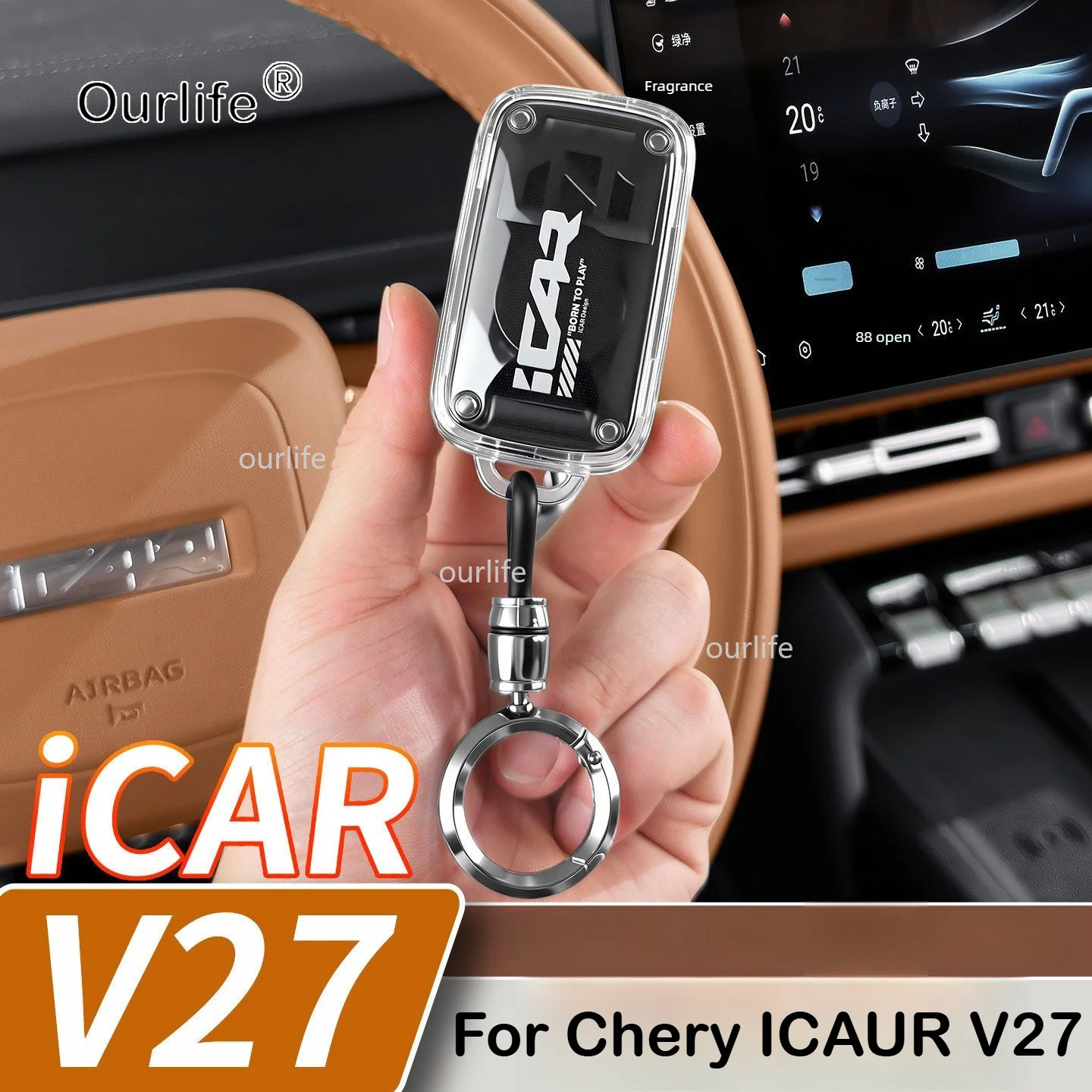 For Chery iCAUR V27 iCar V27 2026 2027 Keychain Key caps Cover Car key holder organizer case Accessories protector