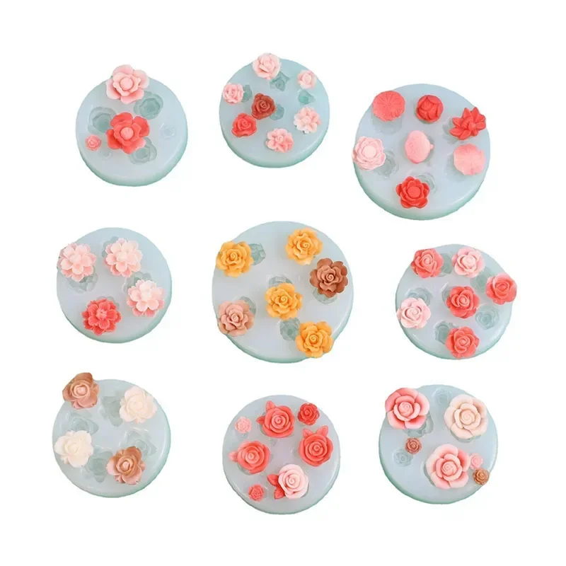 Mini Flowers Series Silicone Mold DIY Handmade Fondant Chocolate Sugar Mould Polymer Clay Making Mould Cake Decorating Tools