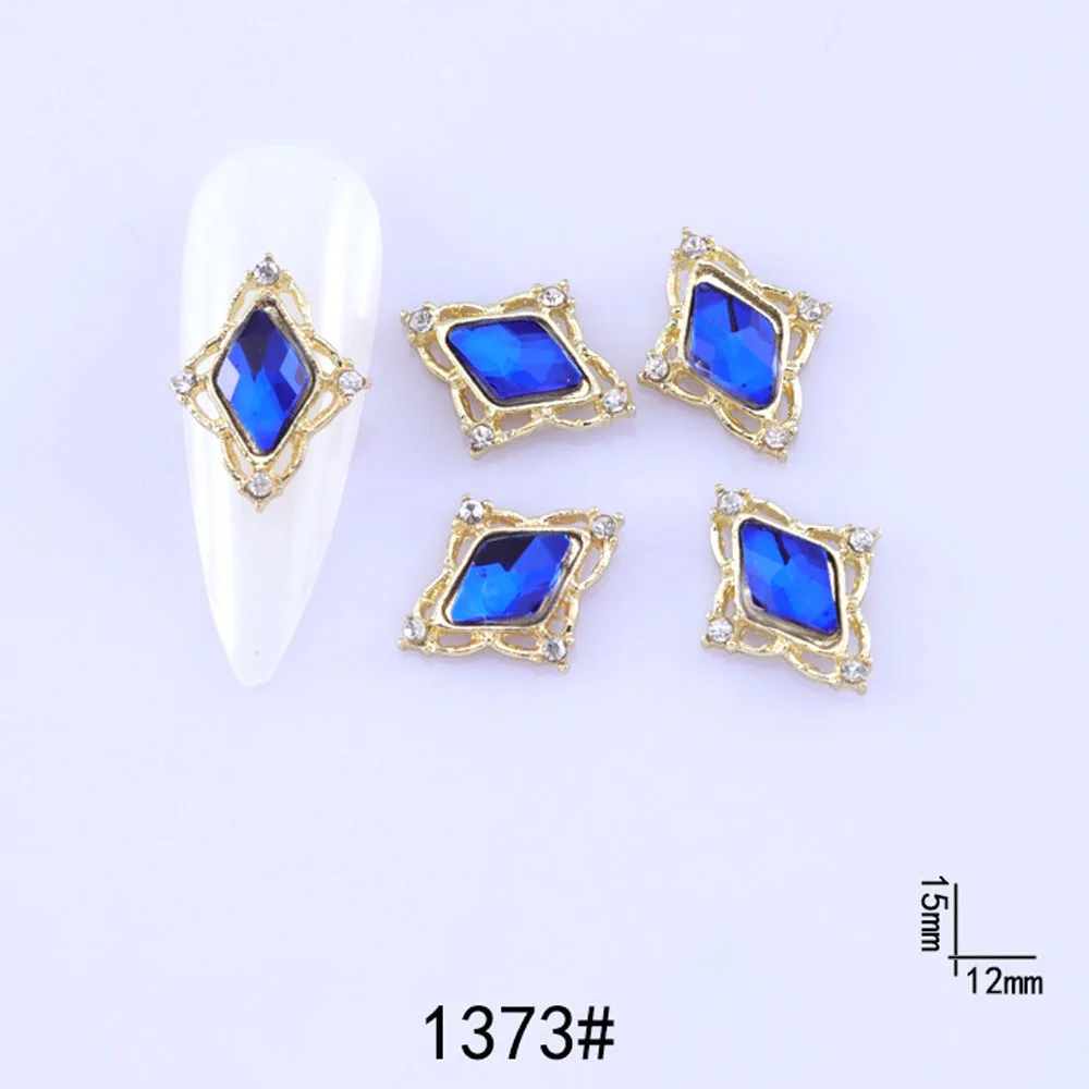 Rhombus คริสตัลเล็บ Art Rhinestones 10 ชิ้น/ถุงที่มีสีสัน Faleback เล็บ Charms AB สี 15*12 มม.เงาโลหะตกแต่ง