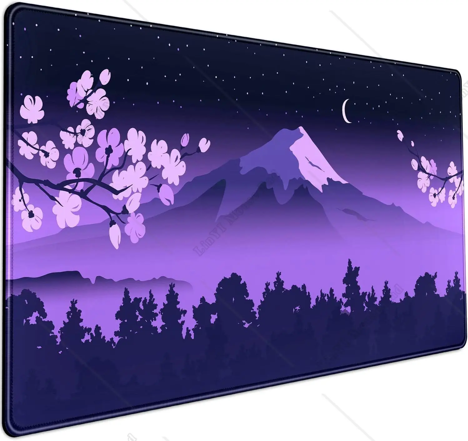 

Purple Cute Fuji Mountain Gaming Mousepad Large Cherry Blossom Mouse Pad XXL Kawaii Anime Laptop Keyboard Pad 31.5x11.8 inch