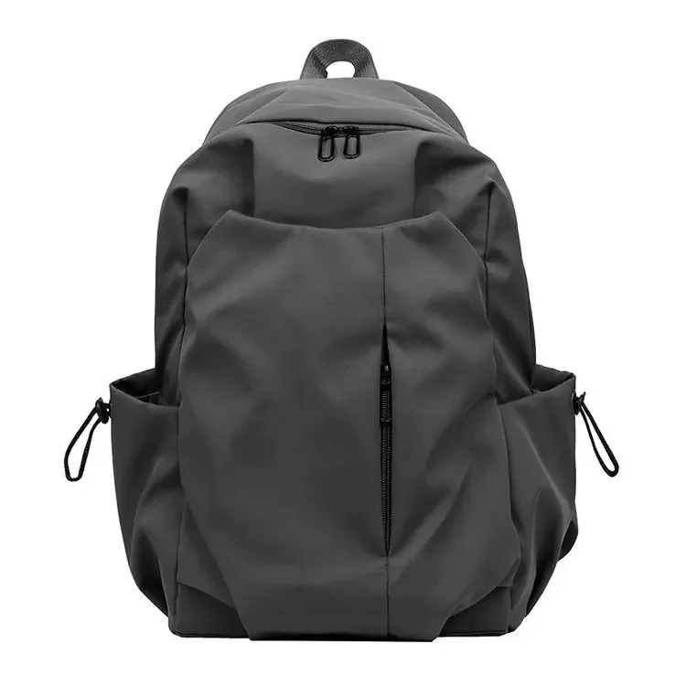 Simple Trendy School Bag Large Capacity Student Korean Style Solid Color Travel Backpack for Men and Women