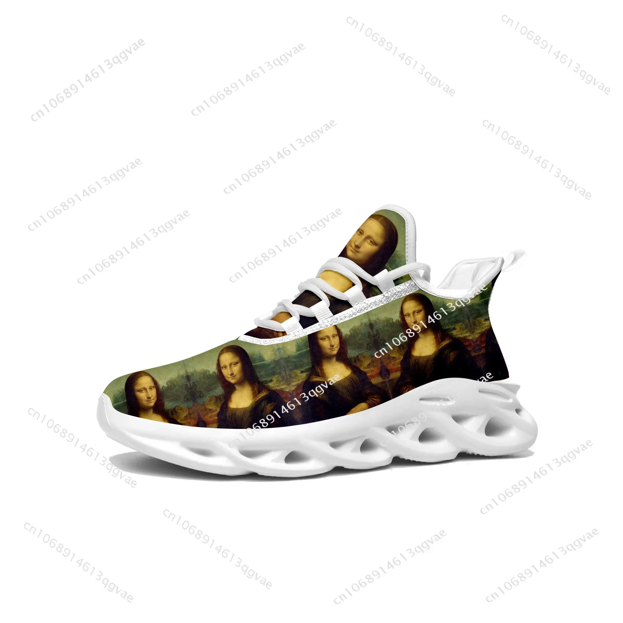 

Mona Lisa Flats Sneakers Mens Womens Sports Running Shoes DIY High Quality Sneaker Lace Up Mesh Footwear Custom Made Shoe White