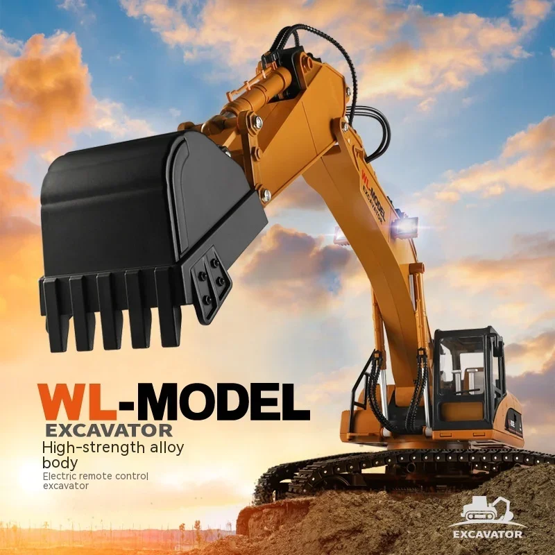 WL 168001-16 Simulation Remote Control Alloy Excavator Lighting And Sound Effects Remote Control Car Model Toy New Product