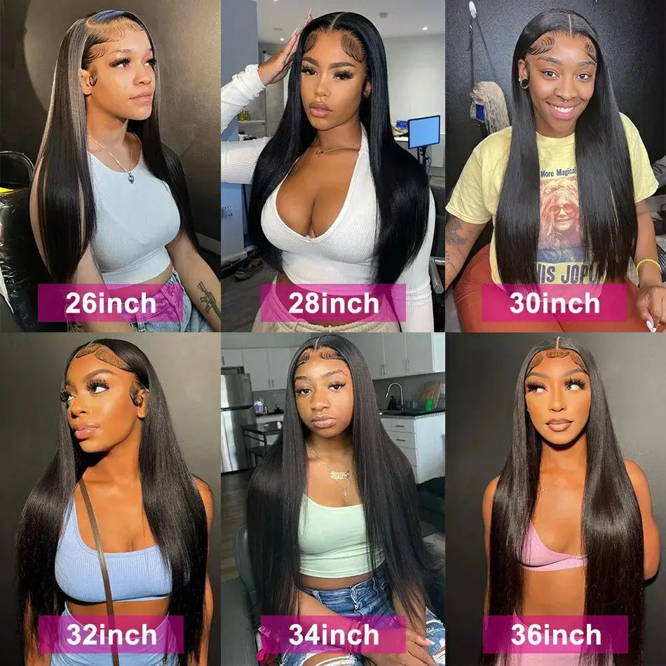 Straight Glueless Wigs Ready To Wear 13x6 Hd Lace Frontal Wig 100% Human Hair Wigs For Women Brazilian Straight Full Frontal Wig image 5