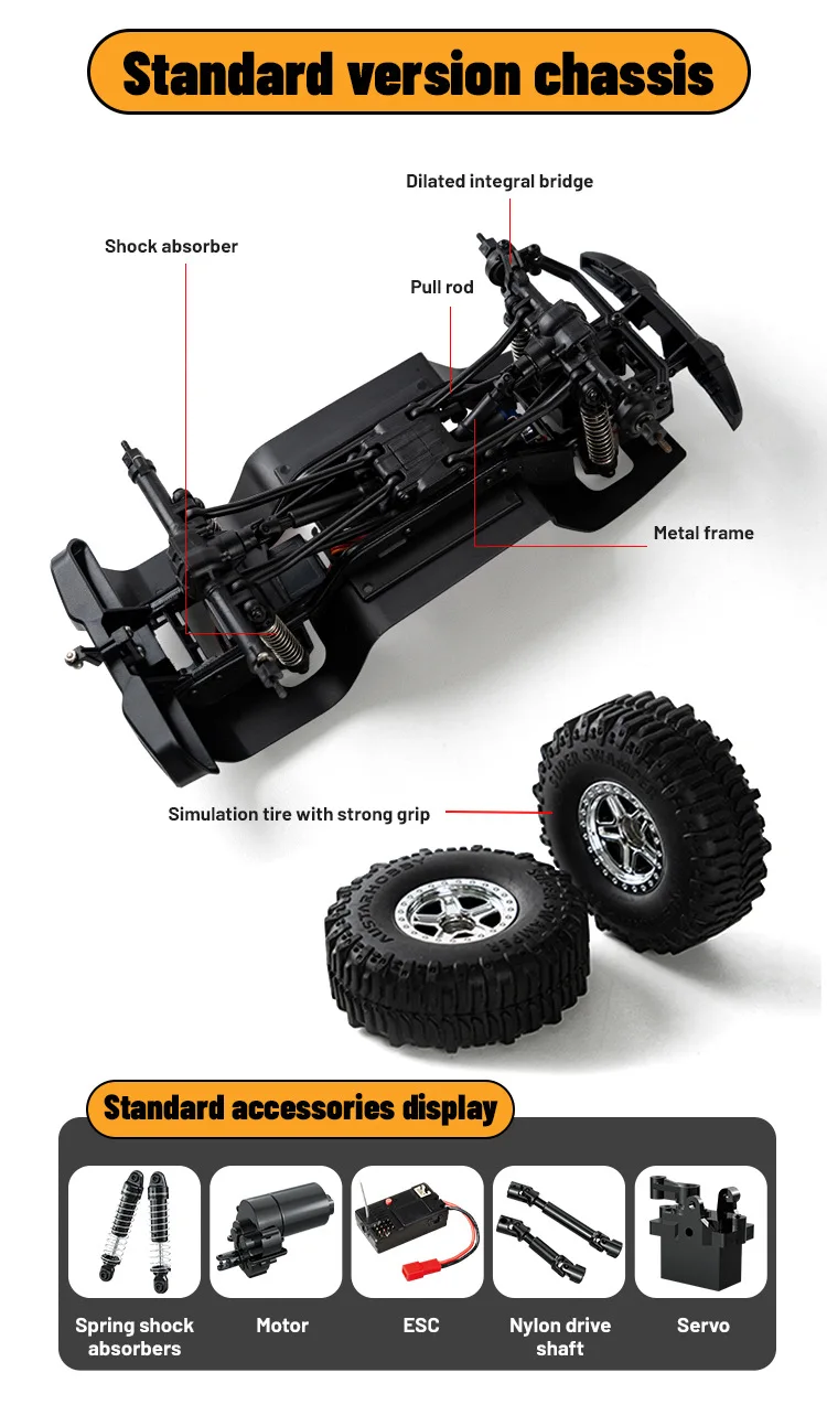 JJRC 1:18 Simulation Wrangler Climbing Vehicle C8801 Pro 2.4G Adjustable Speed 4WD Off Road Model Vehicle Toy For Kids Motor 370