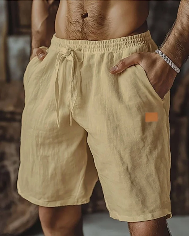 

Nouveaux hommes coton couleur unie plage court été pantalon léger en plein air mâle grand respirant Sport Shorts Fitness Streetw