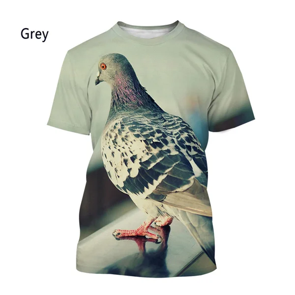 2023 Pigeon 3D T-shirt Men's Fashion Casual Short Sleeve T-shirt Summer Harajuku Animal Bird Print T-shirt