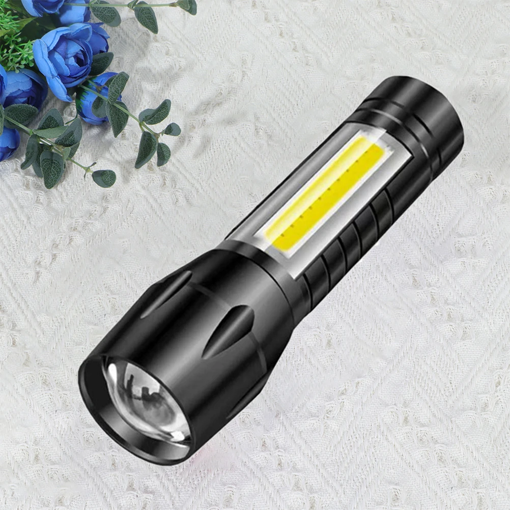 

Rechargeable Flashlight Power LED Torch Zoom Focus USB Camping Outdoor Lighting Portable Zoom Flashlight Black