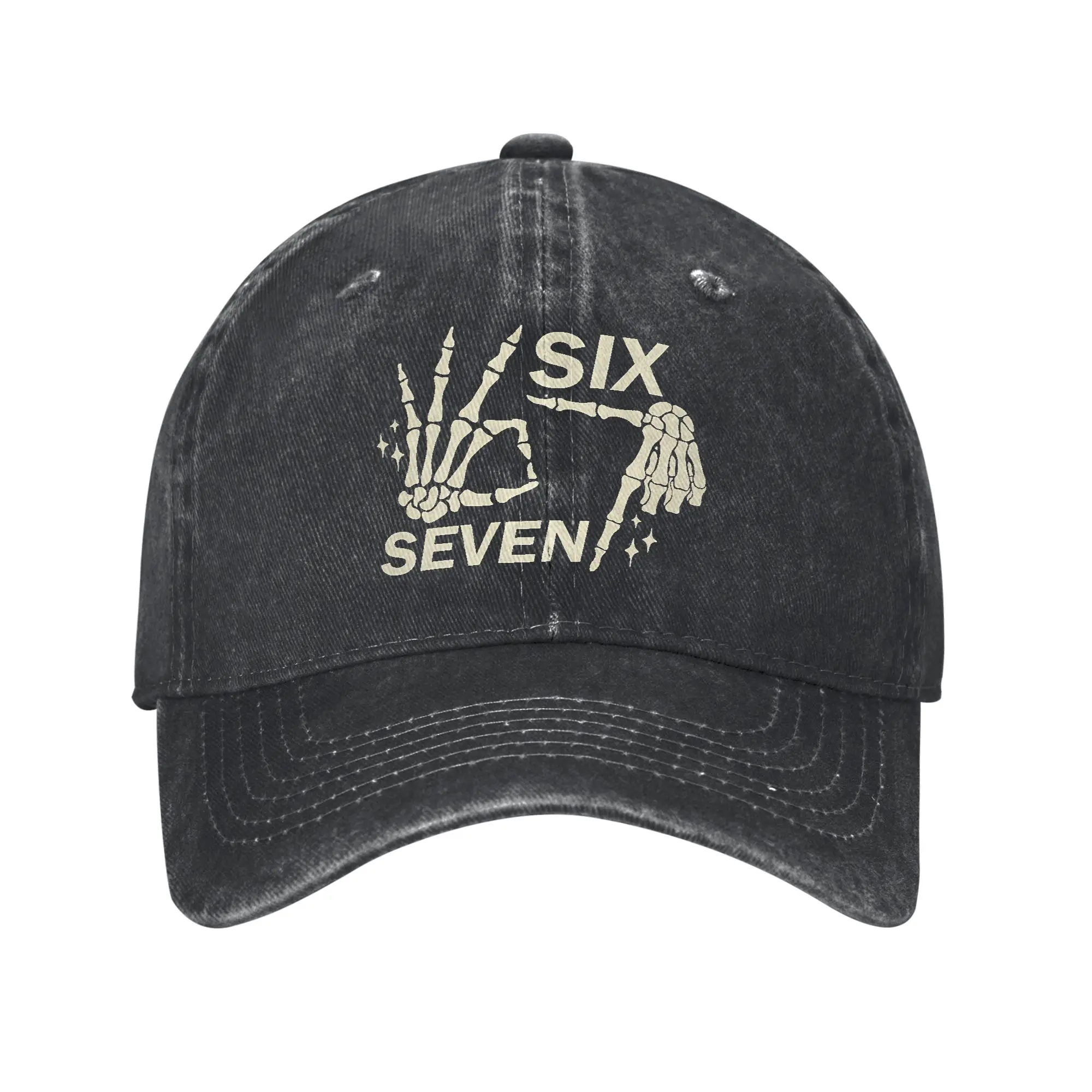 Washed Baseball Cap Six Seven 6 7 Meme Skeleton Summer Trucker Hat For Men Adult  Casual Kpop Rock Sun Baseball Caps