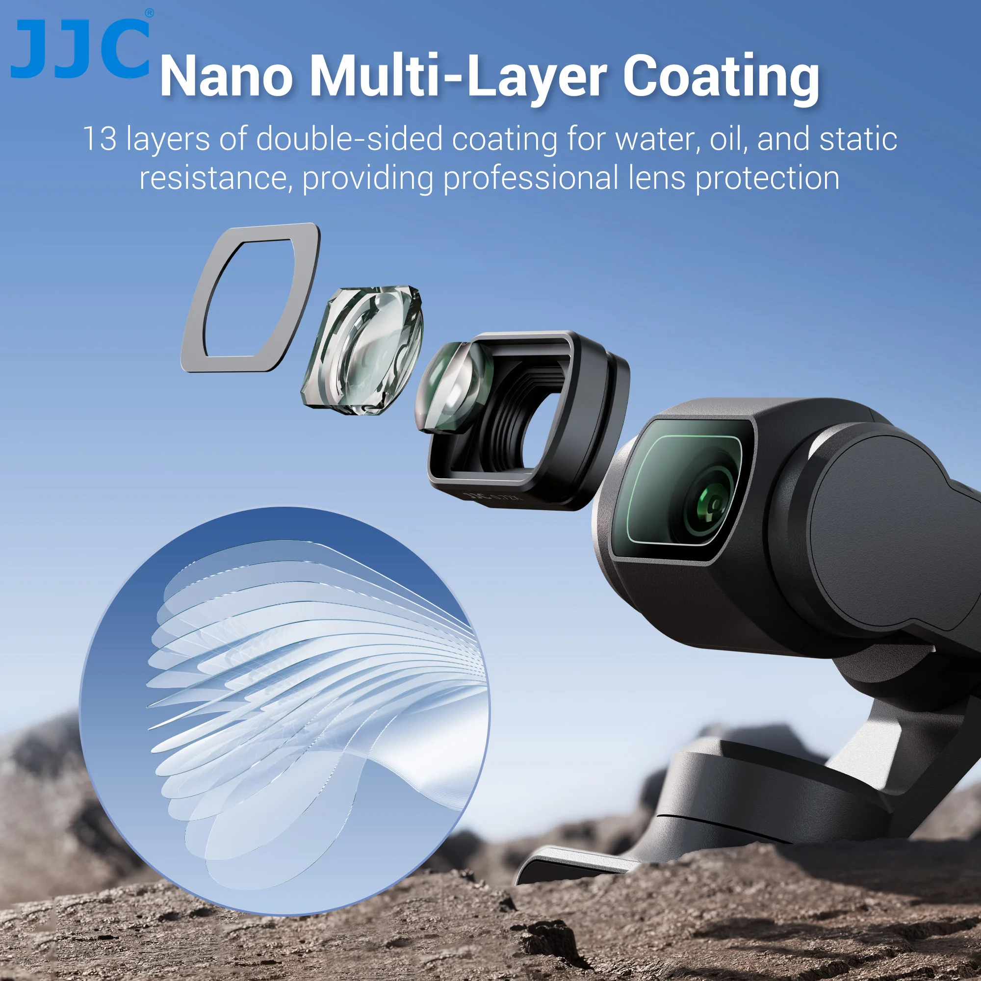 JJC F-P Serie Filter für DJI Osmo Pocket 4 3 Objektiv Magnetischer Filter 0,72x Weitwinkelobjektiv CPL UV-Filter ND2-32 Variabler Filter – Detail 8