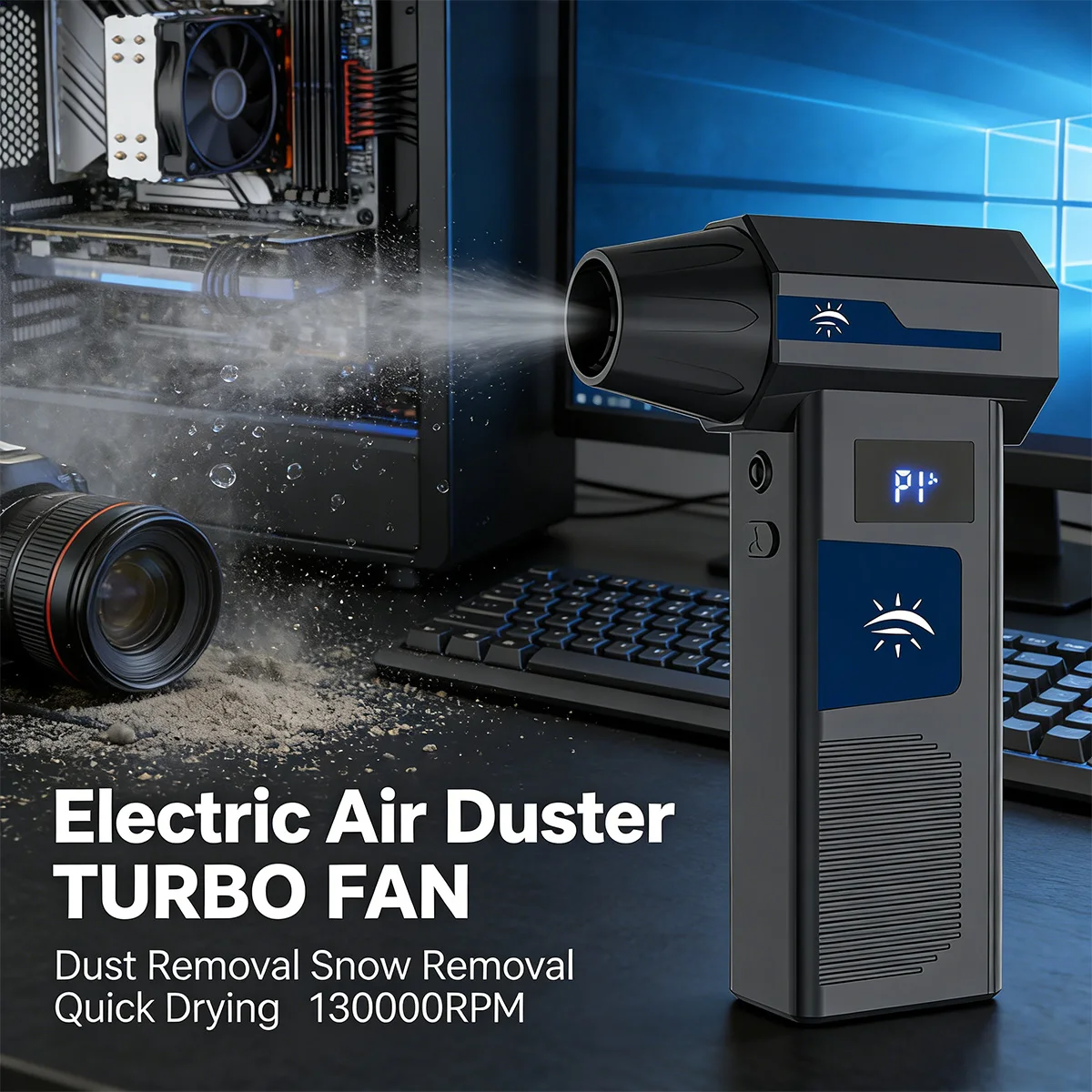 

Violent fan turbo air blower, for car and computer cleaning, with digital display, portable compressed air duster, for outdoor u