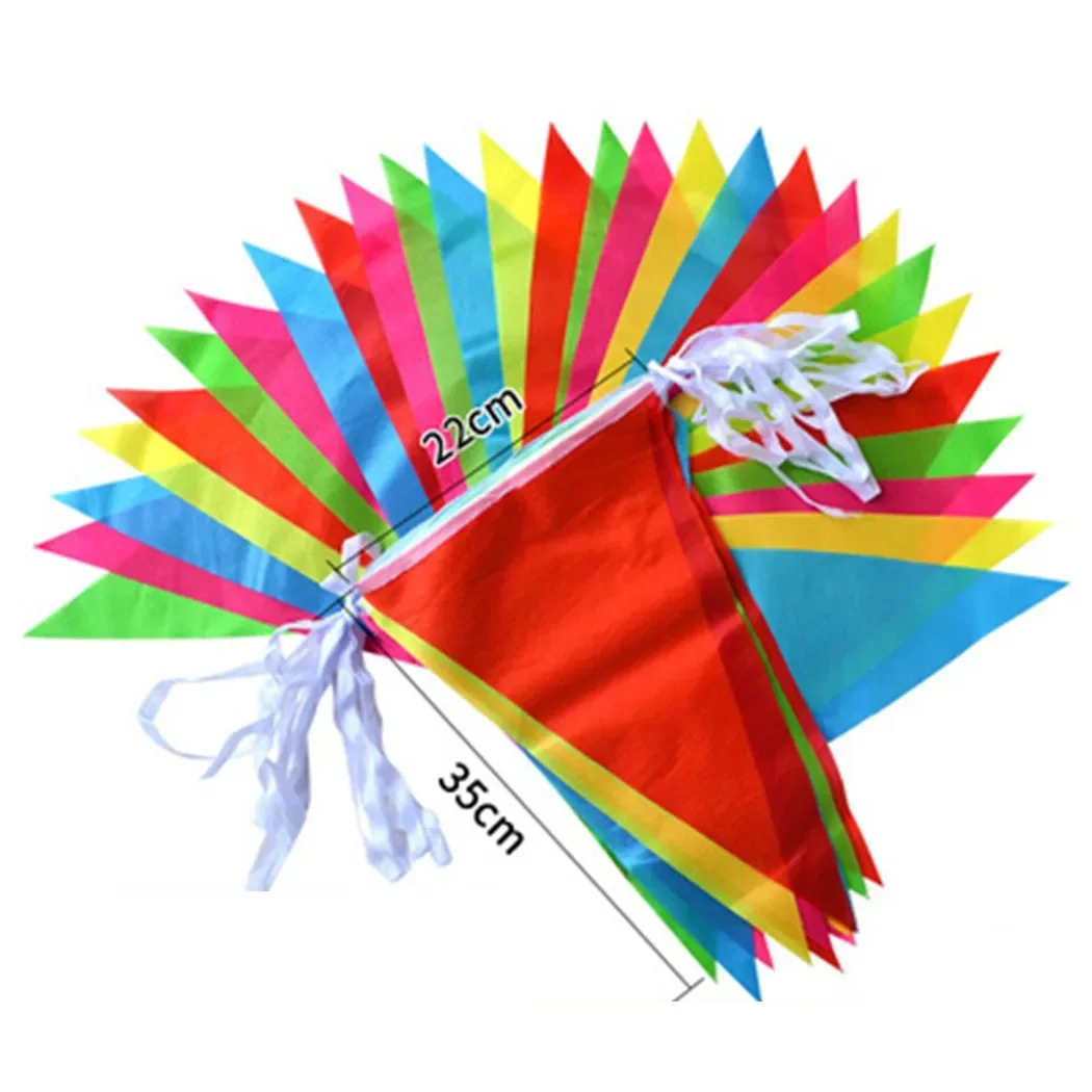 Colorful 100m Triangle Flag Pennant Bunting String Banner Garland Festival Party Holiday Home Garden Decoration