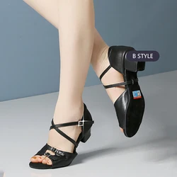 Women Salsa Rumba Dance Shoes Low Heel Shoes 3.5cm Girls Latin Dance shoes Ballroom Tango Salsa Tango dance sandals