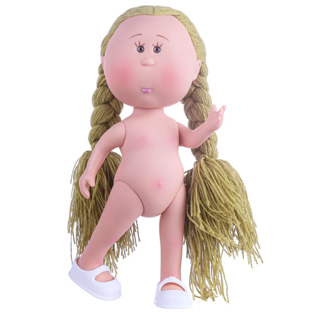 

Fashion Curly Hair 24cm Bean Eye Vinyl Doll Dark Skin Dress Up Mia Potato Dolls 24cm Movable Action Figure Body DIY Toys