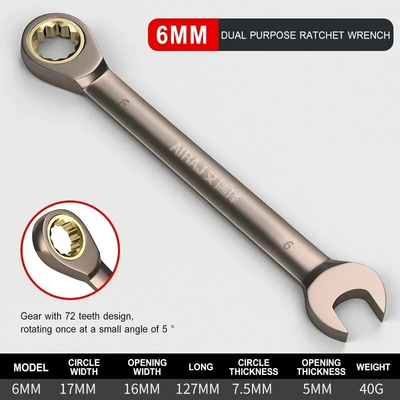 AIRAJ 6/8/10mm Motorcycle Strengthen Ratchet Wrench Hardware Tools High Quality Universal Spanner for Narrow Spaces Hand Tools image 2