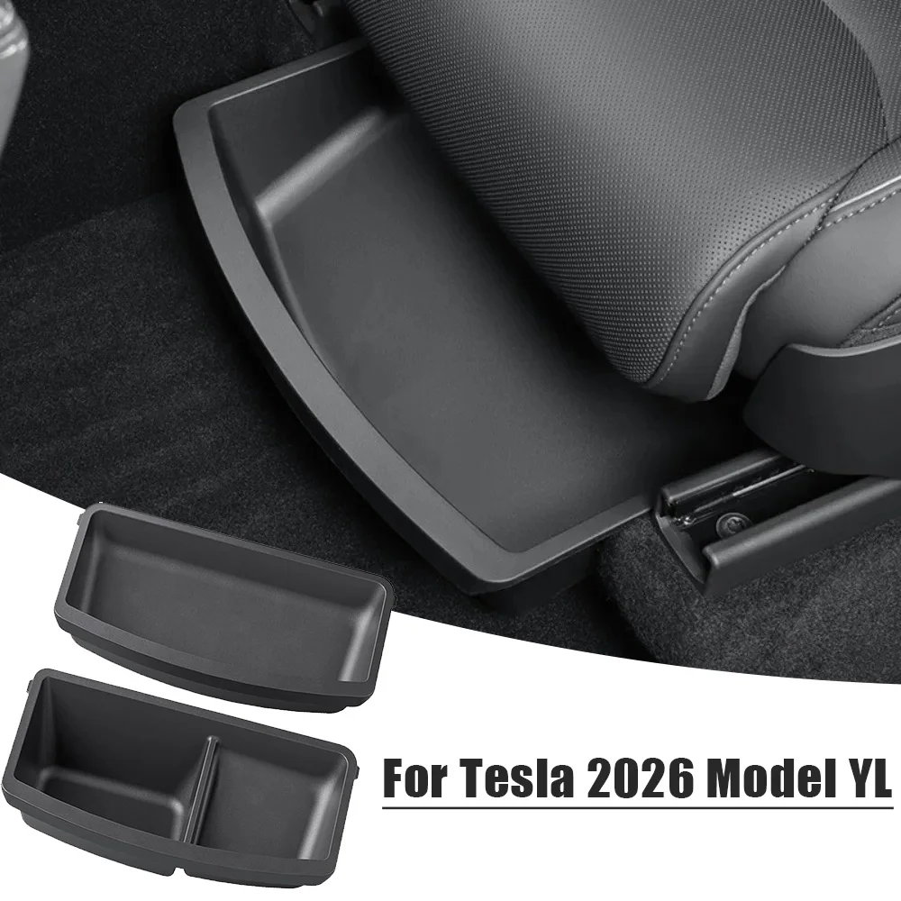 

For Tesla 2026 Model YL 6-Seat Under Seat Storage Box TPE Drawer Front Rear Seat Lower Organizer Tray Car Interior Accessories