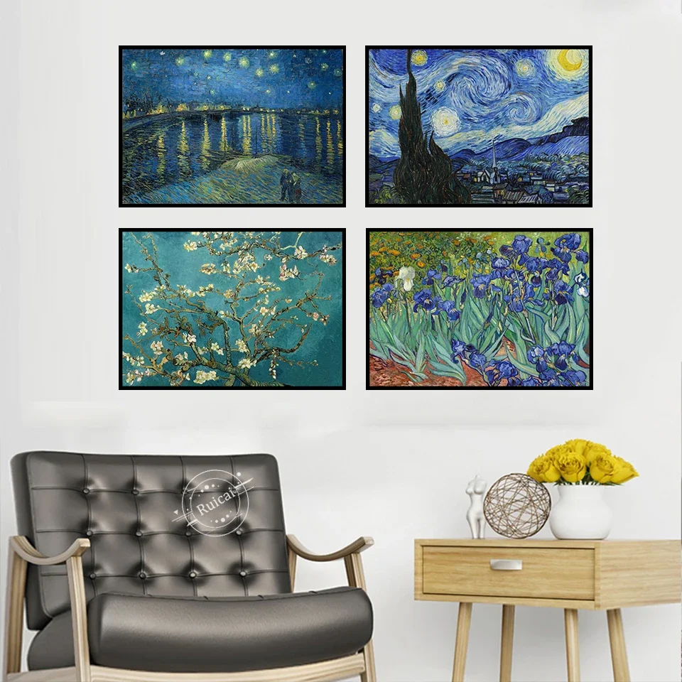 

Van Gogh Abstract Canvas Poster Flower Classic Wall Art Picture Print Modern Home Decor