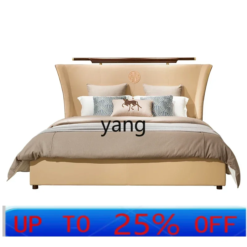 

XYY simple ebony double bed modern solid wood wedding bed light luxury large apartment furniture