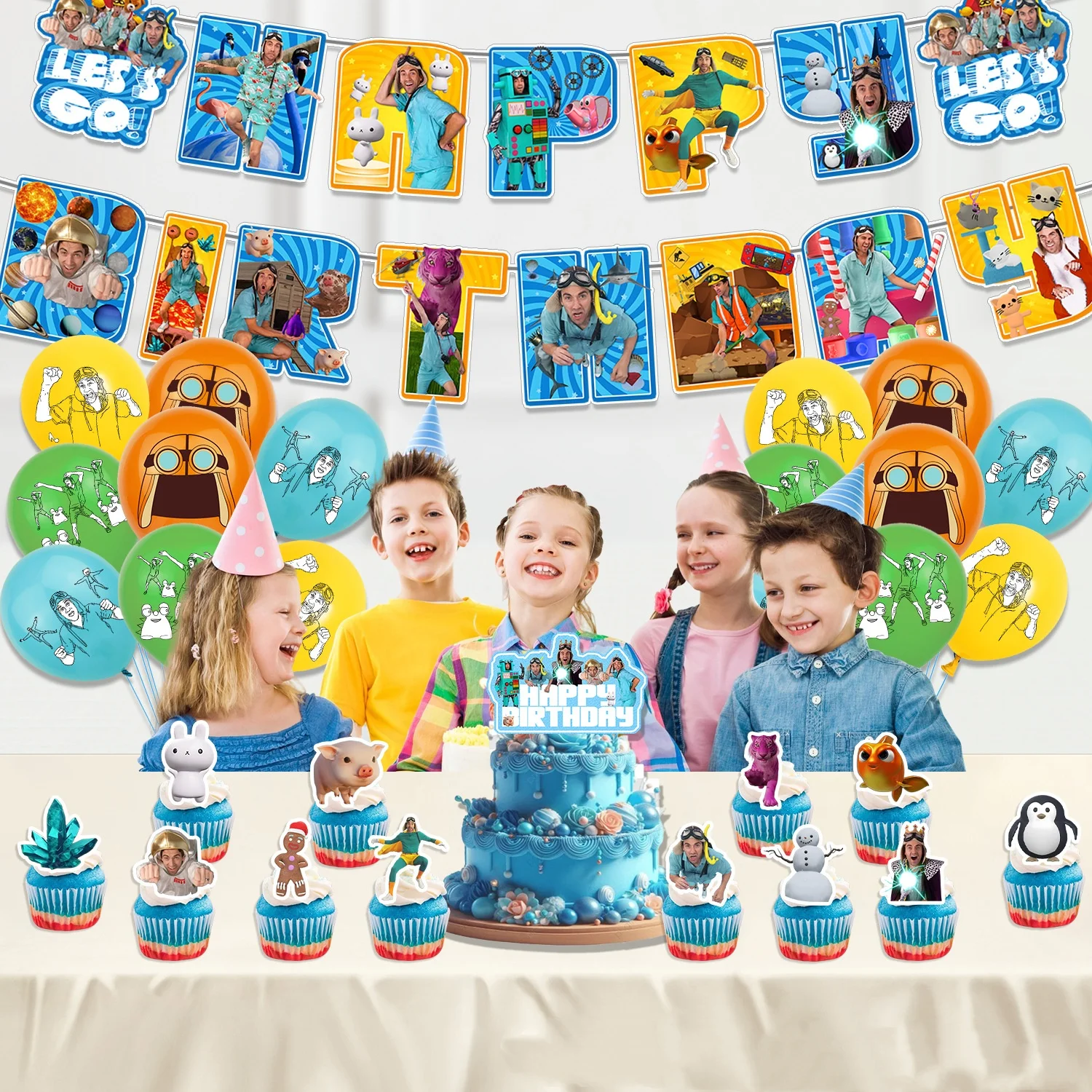 D-Danny Go Fans Geburtstagsparty-Dekorationsset Kuchenaufsatz Ballons Banner Party-Fotografie-Requisiten Spielzeug Geschenke für Kinder und Erwachsene – Detail 2