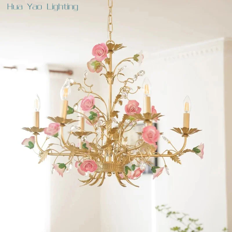 

Modern Retro light luxury garden living room chandelier lamps hanging light led chandeliers for the living room indoor light