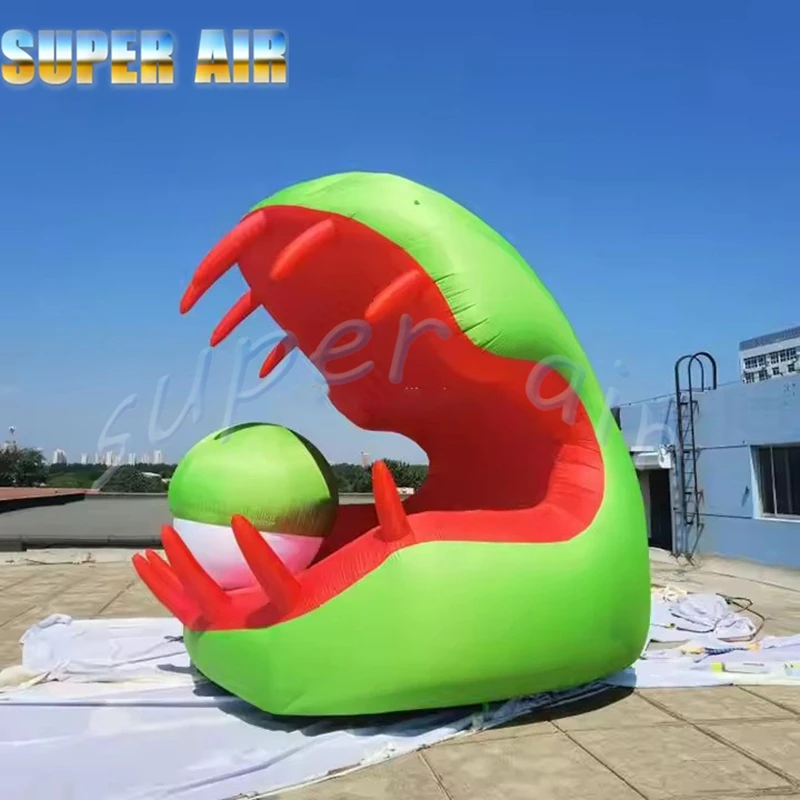 Monstruo inflable de boca grande con personaje de dibujos animados súper aire con globo ocular para fiesta de Halloween