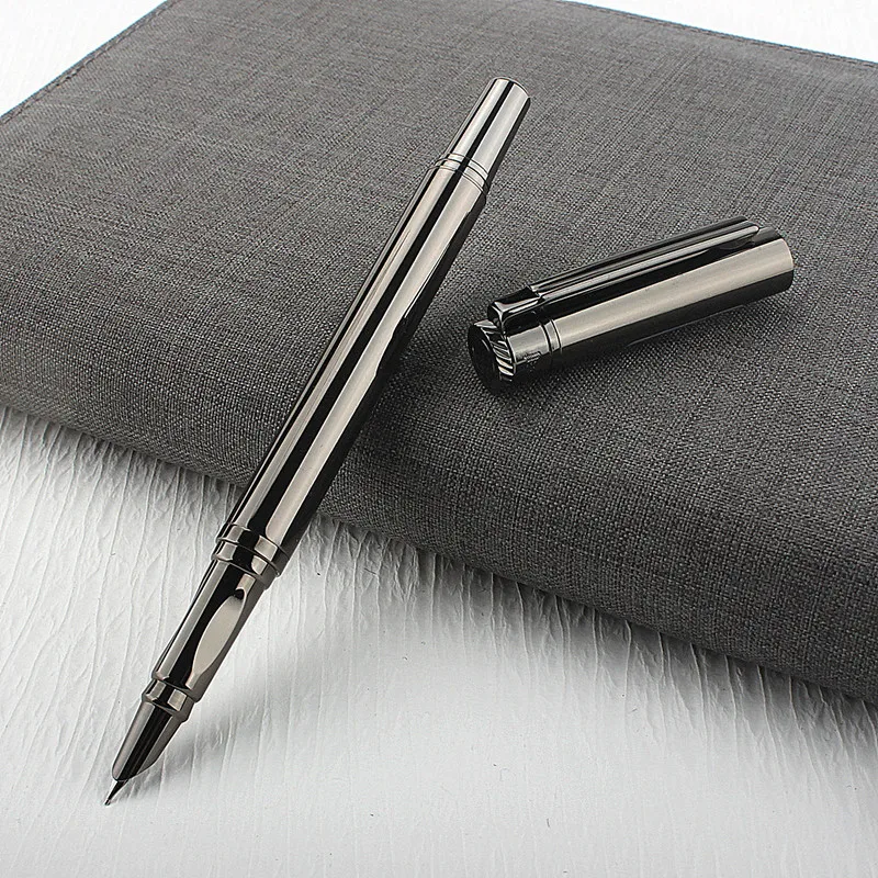 

Metal Gray Steel Fountain Pen with 0.38mm Extra Fine Nib Inks Pen Luxury Metal Finance Pens Office School Supplies