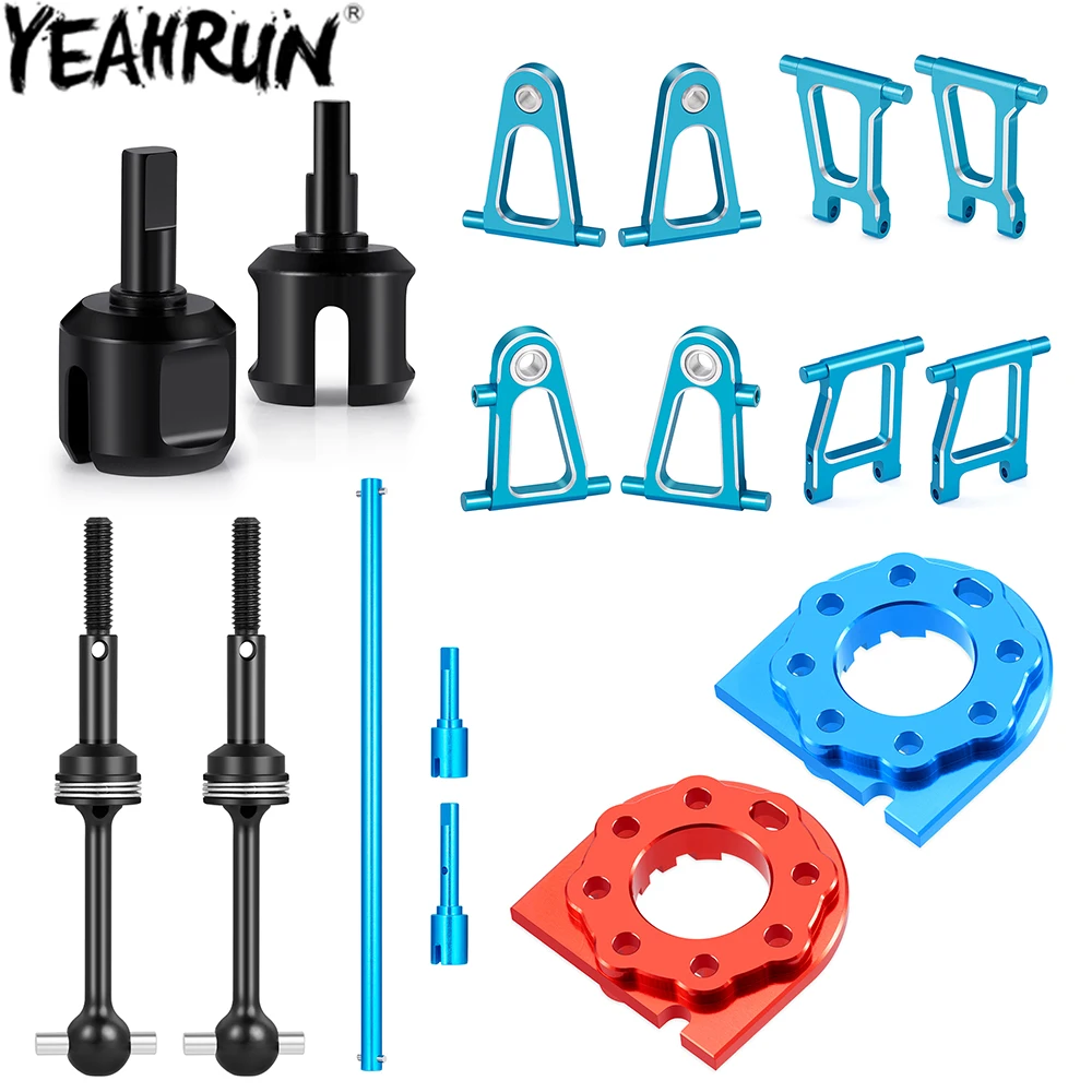 YEAHRUN aleación de aluminio Tamiya TT01 juego completo eje de transmisión CVD Copa diferencial montaje de Motor brazo inferior superior trasero delantero para TT-01 1/10 actualizaciones