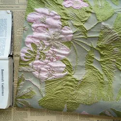 Gold Silk Yarn-dyed Jacquard Fabric Spring Autumn Turquoise Pink Pleated Dress Shirt Bag Pillow Fashion Sewing Cloth by Meter