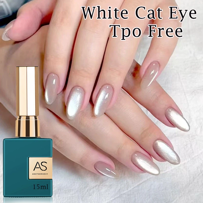 

15ml Tpo Free Sparkling White Cat Eye Gel Nail Polish Ultra Diamond Shine Mirror Glass Cat Magnet UV Gel Varnish Nail Supplies