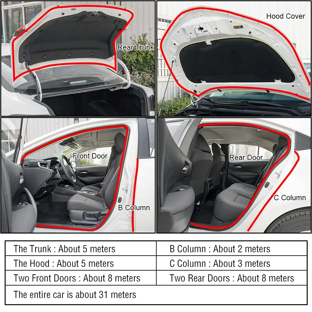 Auto Double Layer Sealing Sticker Car Door Rubber Seal Strips Door Trunk Sound Insulation Weatherstrip L-type Noise Seal Strip