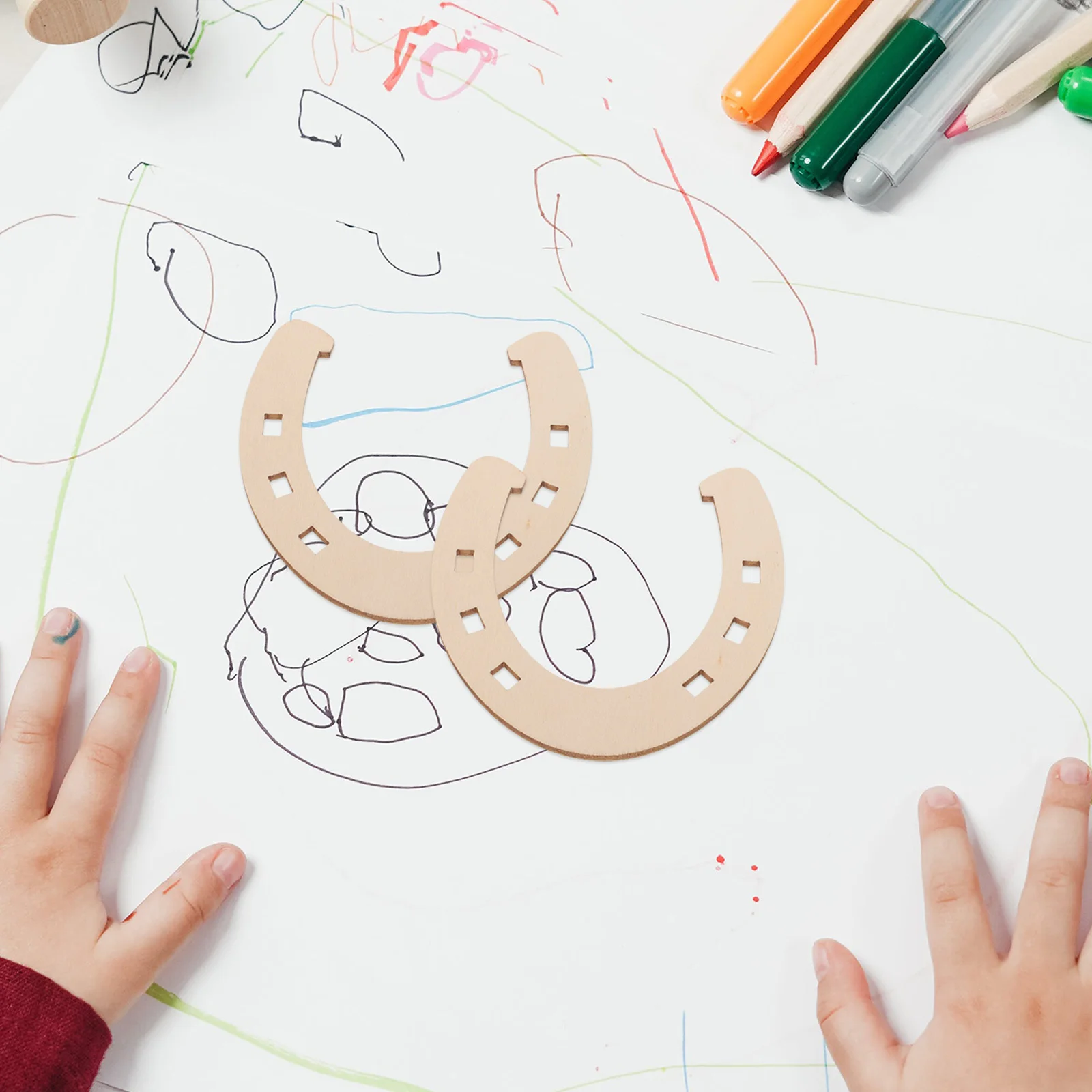 

24pcs Horseshoe Wood Cutouts Unfinished DIY Craft Decorative Wood Plaques Ornaments Graffiti Slices Handmade Painting Wooden