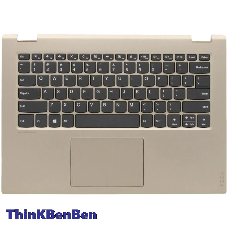 

US English Golden Keyboard Upper Case Palmrest Shell Cover For Lenovo Ideapad Flex 5 1470 Yoga 520 14 14IKB 5CB0N67346