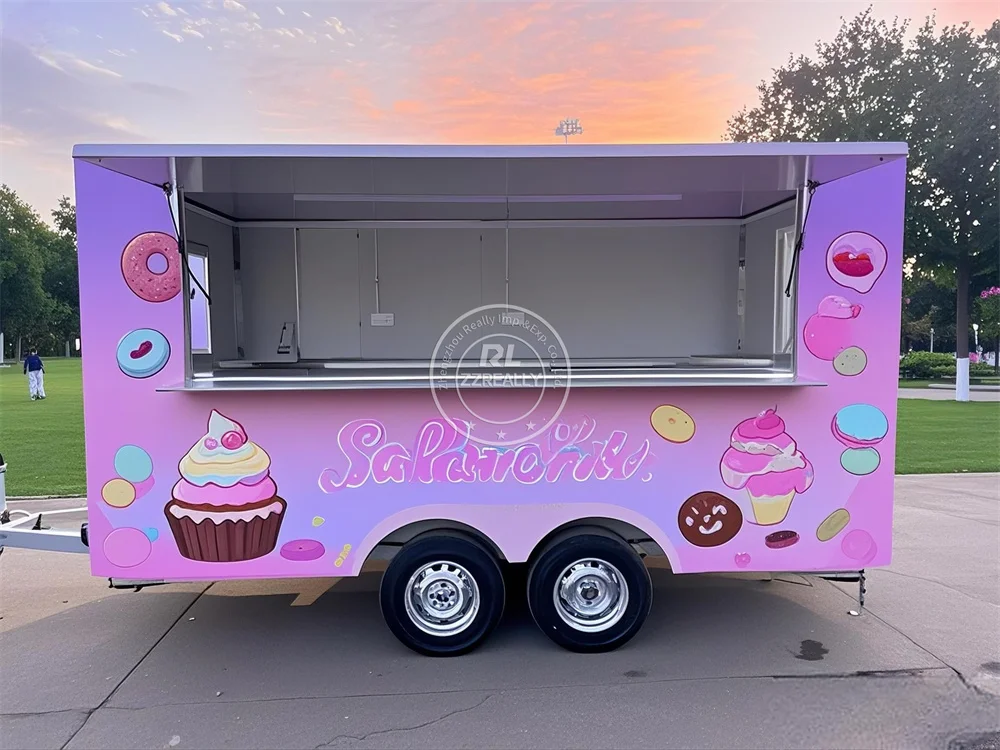 

10FT stainless steel Food Truck Trailer with Concession Window Full Kitchen Equipment mobile fast food truck