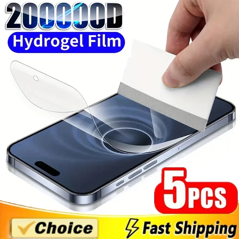 5Pcs Hydrogel Film for IPhone 14 13 12 11 15 Pro Max 13 Mini 7 8 14 15 Plus Screen Protector for IPhone X XR XS MAX SE Not Glass