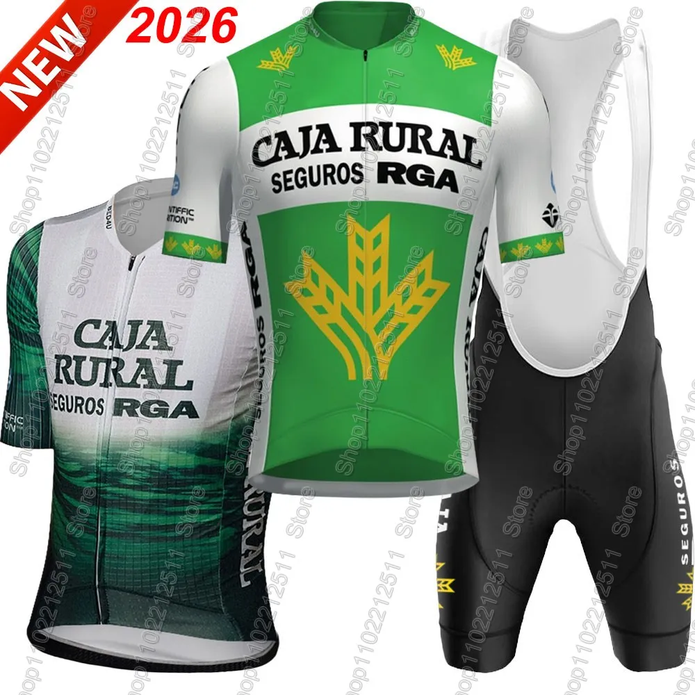 Caja Rural Team 2026 conjunto de Jersey de ciclismo España bicicleta Ropa verde camisas de bicicleta de carretera traje pantalones cortos con pechera MTB Ropa Maillot