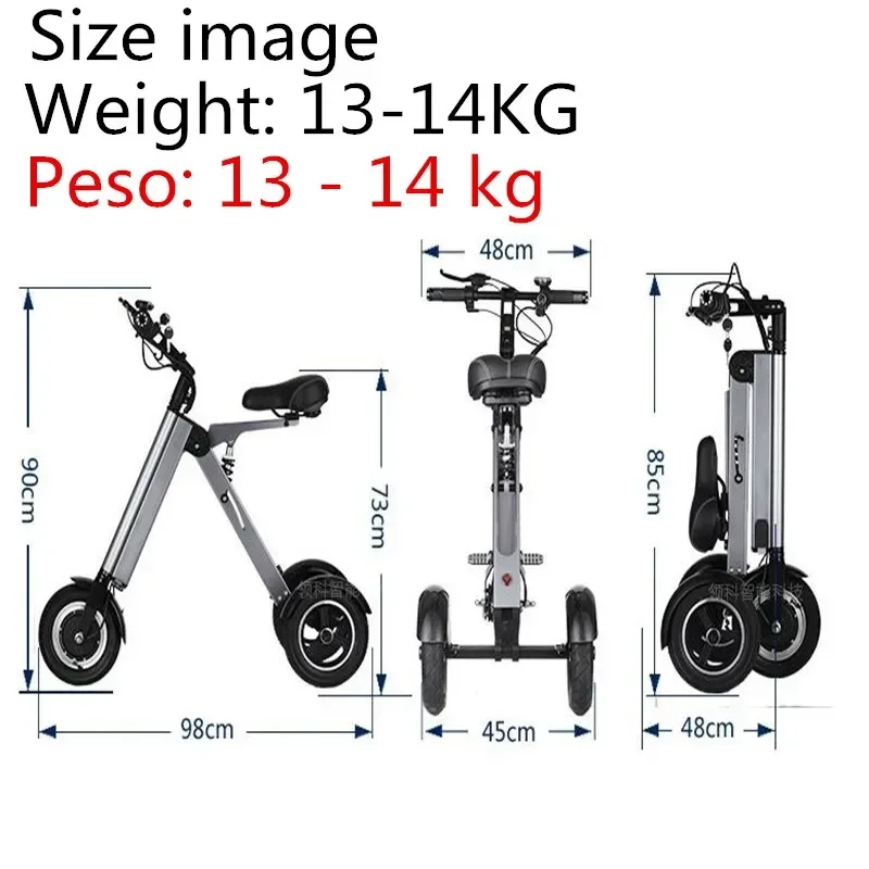 Opvouwbare Elektrische Driewieler 250W 36V Scootmobiel 10 Inch Naafrem Aluminium Demping Klein En Draagbaar Gewicht 14Kg