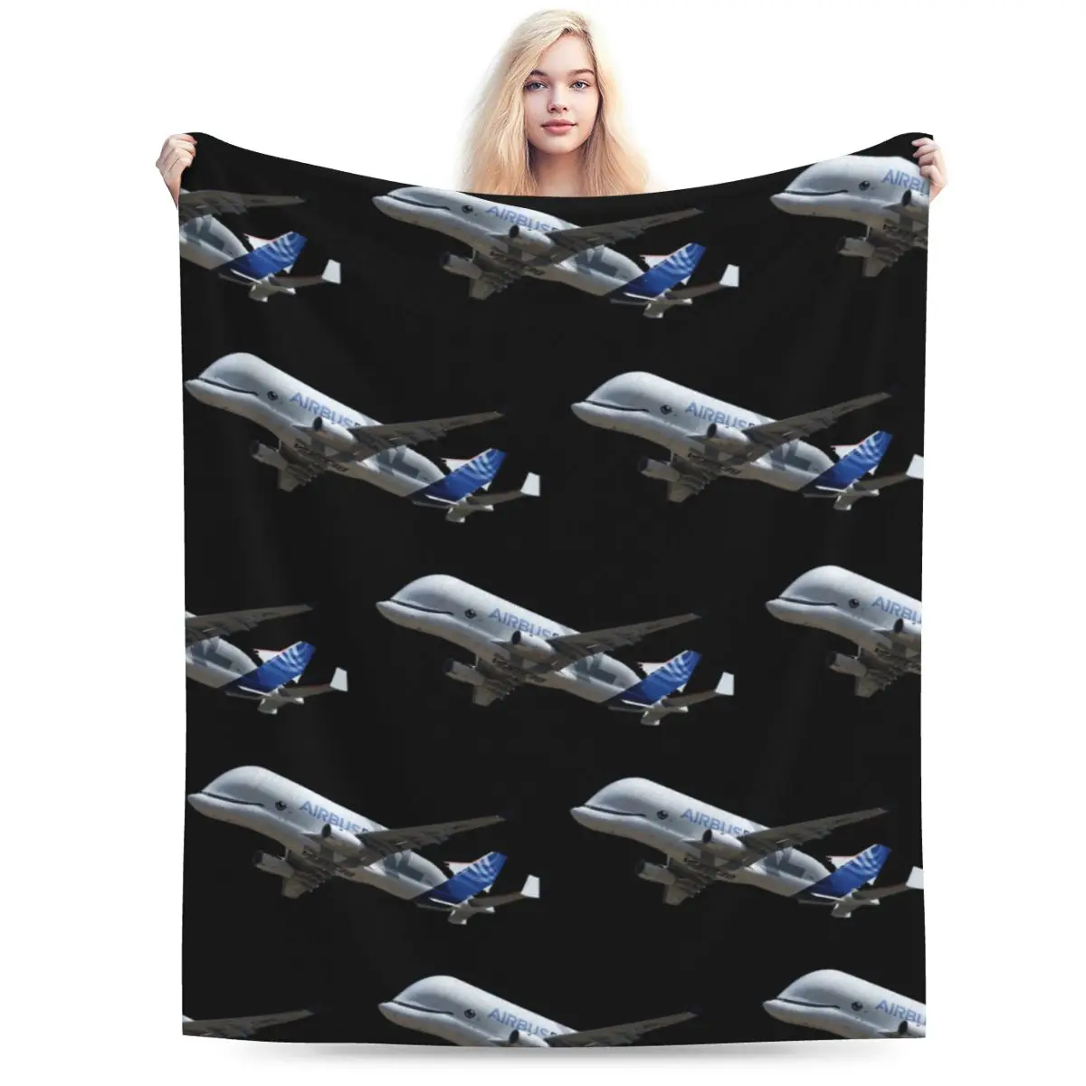 Airbus Beluga Blanket Soft Warm Flannel Throw Blanket Bedspread for Bed Living room Picnic Travel Home Sofa