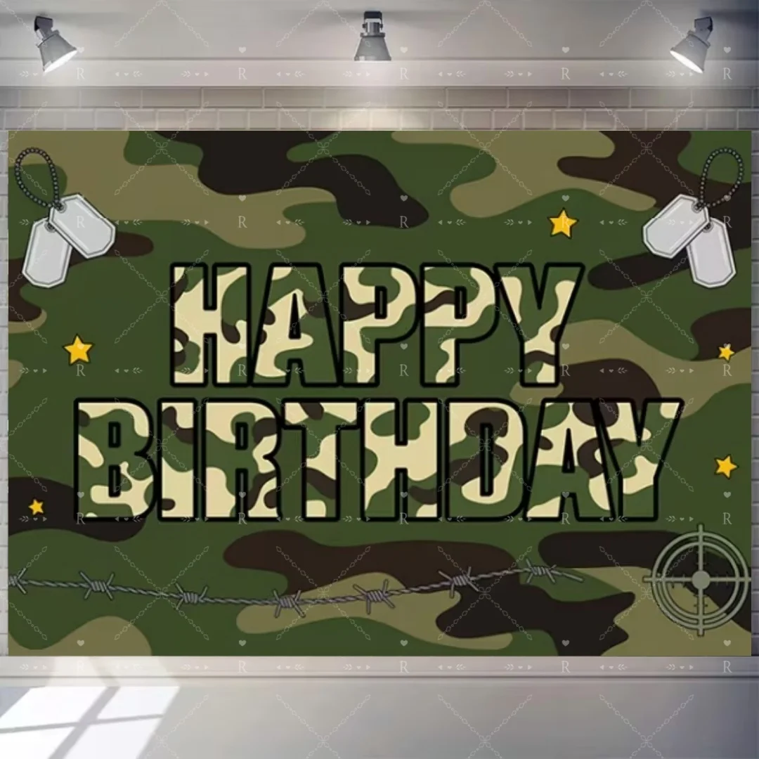 Militär-Armee-Thema Geburtstagsparty-Dekoration Hintergrund Tarnmuster Soldat Flugzeug Panzer Auto Hintergrund Jungen Foto-Banner Geschenke – Detail 6
