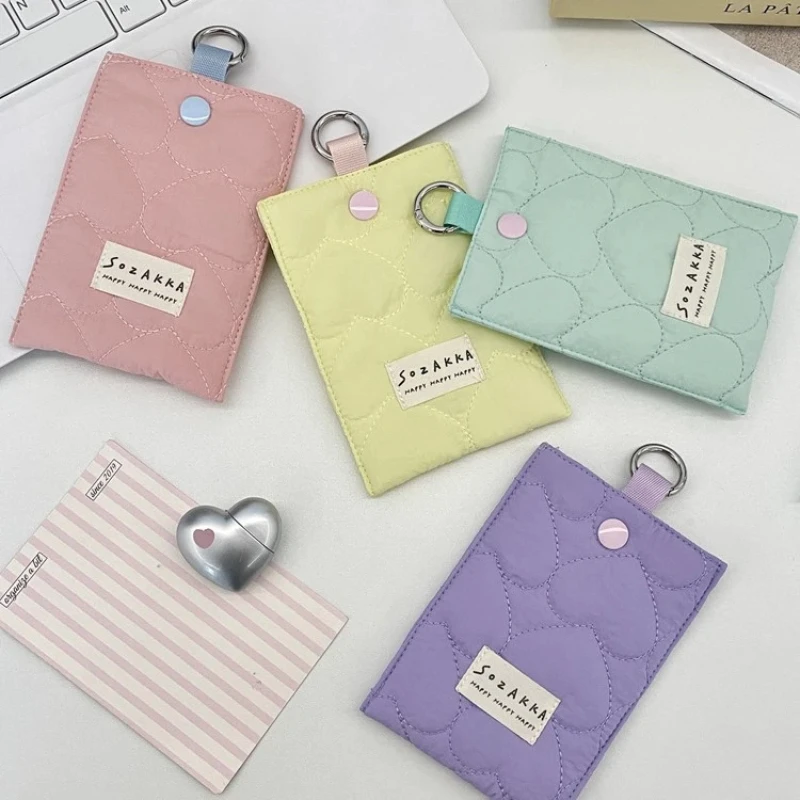 Держатель для карт в форме сердца для девочек, маленький кошелек для карт большой емкости, чехол для студенческого удостоверения личности, карман для банковских карт, карман для документов