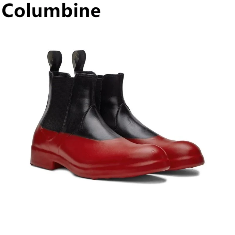 

Men Black Red Shoes Winter Boots Retro Style Ankle Boots Slip On Casual Boots High-top Men's Shoes Wear-resistant