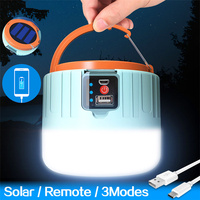 Remote Control Rechargeable 280W Bulb Lamp Home Portable Lantern Emergency Night Market Lights Outdoor Solar Camping Tent Light