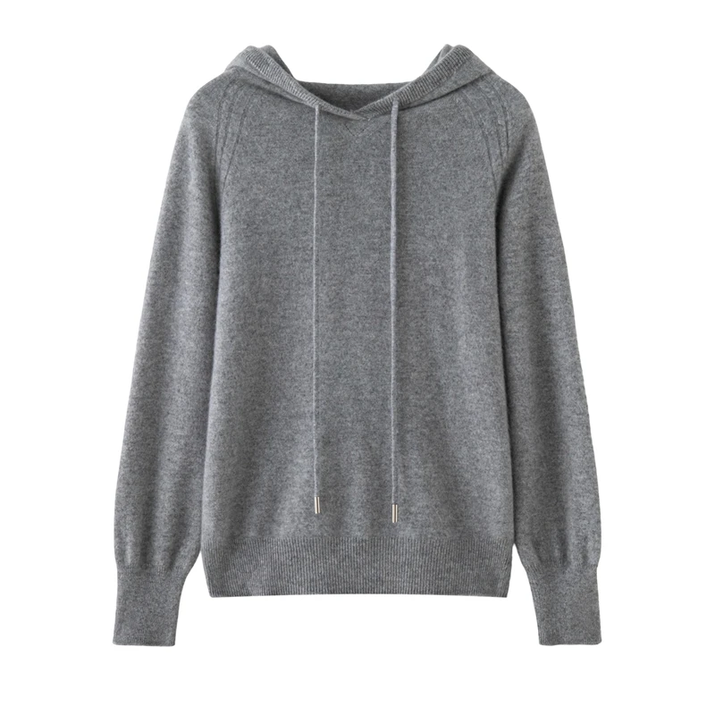 عالية الجودة الألوان النقية الكشمير هوديي ربيع الخريف الشتاء المرأة موضة البلوفرات محبوك سترة الكشمير المعنقة سيدة كبيرة الحجم